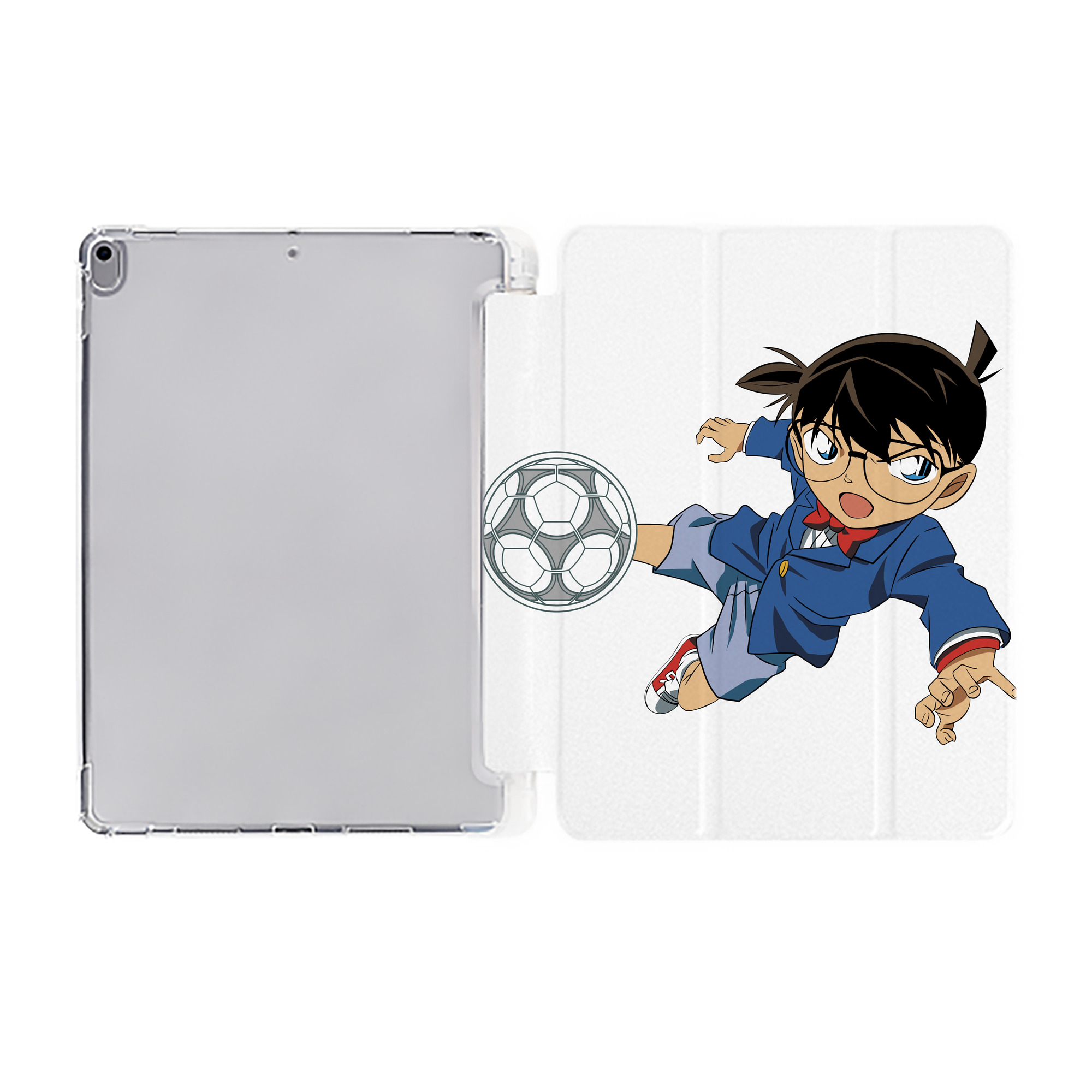 （画像用） 名探偵コナン 江戸川 コナン Detective Conan Conan Edogawa IPad ケース ペン収納付き 三つ折りスタンド PUレザー×シリコン 対応機種9.5/10.5/10.9インチ